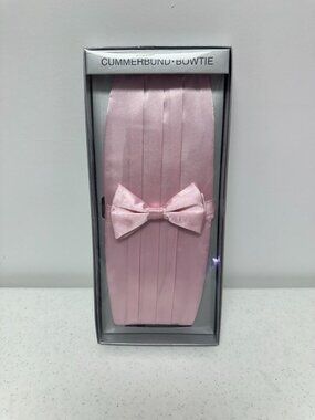 Fratello Pink Cummerbund Bowtie Set Satin Shiny Tuxedo Wedding Prom Formal
